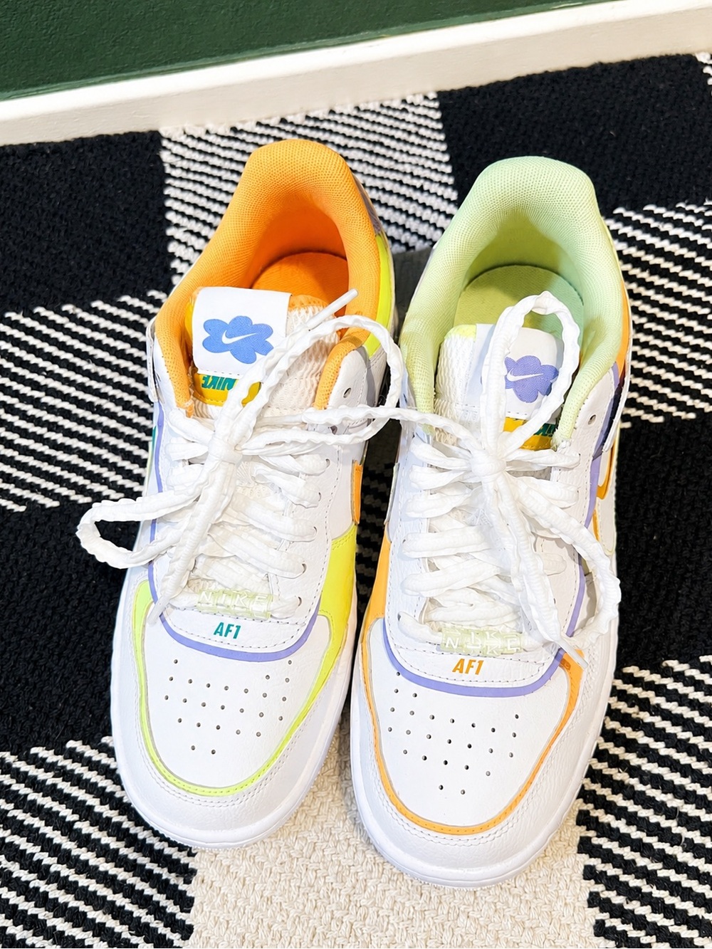 Womens White Multicolor Athletic Sneakers - AF1 Style